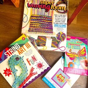 Kids Craft Activities.  Super Weaving Loom, Cross Stitch, String Art